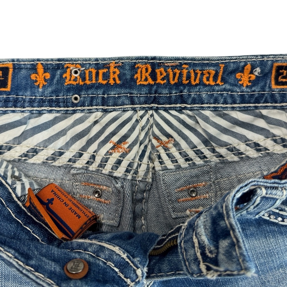 Rock Revival Kai Capri Distressed Low-Rise Rhinestone Embellished Denim Jeans 26 - Picture 14 of 16